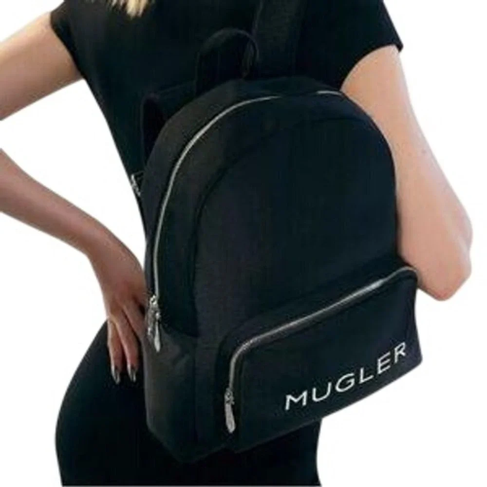 Mugler‎ Logo Backpack Travel School Bag Women's Black 15